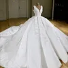 Dubai Fashion Corset Bröllopsklänningar V-Neck Pärlor Lace Applique Lace-up Bröllopsklänning Sydafrikansk bollklänning Tulle Bridal Bröllopsklänning