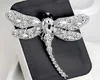 Vintage Kleurrijke Crystal Rhinestone Dragonfly Broches Voor Vrouwen Pak Jas Jas Pins Bruiloft Broche Mode-sieraden Zilver Goud