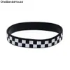 1PC Checkered Silicone Rubber Wristband Racing Flag Decoration Logo Punk Style Hip Hop Band Printed