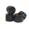 30g Glass Amber Facial Cream Jar 30ml Cosmetic Sample Container Emulsion Refillable Pot Black Lid LX1254