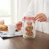 Säkra Zippers Storage Bags Plast Mason Jar Shaped Food Container Resuable Eco Friendly Snacks Bag 2022