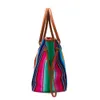 Serape Stripes Canvas Shopping Bag DOMIL Blanks Vente en gros Sacs de voyage de grande capacité Rainbow Stripe Fourre-tout sans fin DOM1086