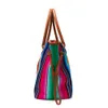 Serape Stripes Canvas Shopping Bag DOMIL Blanks Wholesale Large Capacity Travel Bags Rainbow Stripe Endless Tote DOM1086