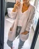 Femmes Hiver Lâche Cardigan Noir Blanc Doux Chaud Manteaux Longue Longueur Grandes Poches Survêtement Livraison Gratuite