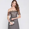 Damen-Kleid mit Slash-Ausschnitt, sexy, schulterfrei, Stickerei, elegant, Party, Abschlussball, lange Maxi-Designer-Laufstegkleider