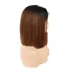 Straight Full Lace Wig med silkesbas Human Hair Wigs 1B / 30 Ombre Brasilian Remy Hair Pre Plucked Lace Wig med Baby Hair