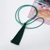 Brand New Tassel Colar De Seda Borla Contas De Vidro De Cristal Colares 90 cm Longo Colar Mulheres Presentes Da Moda Jóias