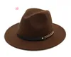Fashion TOP hats for men women Elegant fashion Solid felt Fedora Hat Band Wide Flat Brim Jazz Hats Stylish Trilby Panama Caps 5 6984996