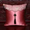 Jade Tassel Luxury Natural Mulberry Silk Pillowcase Home Decor Cushion Cover Chair Sofa Lumbar Cushion Chinese Pillow Covers