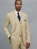 Nieuwe Mode Twee Button Beige Bruidegom Tuxedos GroomsMen Blazer Uitstekende Mannen Zakelijke Formele Prom Party Pak (Jas + Broek + Tie + Vest) Nee; 938