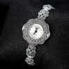 Metjakt Reloj de pulsera de cuarzo vintage con zircon sólido 925 pulsera de plata esterlina para la joyería de plata tailandesa de las mujeres