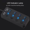 High Speed 4 Port USB Hub 5Gbps USB 3.0 Hubs with On/Off Switch LED Multi Splitter for MacBook Pro Laptop PC DHL FEDEX FREE SHIP