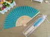 Free shipping Wholesale 50pcs/lot White Elegant Folding Silk Hand Fan with Organza Gift bag Wedding & Party Favors Gift
