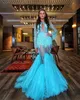 2019 Sexy Stijlvolle Prom Jurk Juweel Hals Lange Mouw Kant Applicaties Mermaid Party Dress Chic Key-Hole See door Celebrity Avondjurken