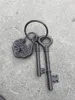 3 Ensembles de Clés Antiques en Fonte Old West Jailor Jail Pirate Ring Keys Set Vintage Porte Clé Serrure Tenture Murale Décor Métal Artisanat Marron Cintre