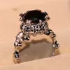 Punk Fashion Sieraden 10KT Wit goud gevulde ronde Cut Black Sapphrire CZ Diamond Cool Office Gemstones Women Wedding Skull Band RI7280879