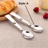 Folding spoon outdoor travel portable tableware spoon creative staple soup fork 304 stainless steel