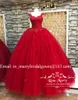 Princess Masquerade Sweet 16 Tquinceanera Платья 2020 Бальное платье 3D 3D Флористическая блестение из бисера красный тюль Арабский Vestidos de 15 Anos Prom Prom