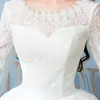 Real Photo White Vestido de Noiva 2017 Toppkvalitet Vårmodell Vintage Lace Half Sleeve Bröllopsklänning Bollklänning Bröllopsklänning
