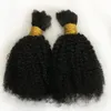 Cabelo a granel de trança humana para mulheres negras Cabelo humano para trançamento peruano Afro Kinky Curly Bulk Extensões Nenhum anexo