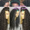 Transparent hd Full Lace Human Hair braided Wigs pre plucked water wave Brazilian 360 frontal Wig with Baby Hairs kinky curly front 130% Density
