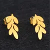 Everfast 10Pair/lot Sweet Tiny Leaf Earring Stainless Steel Earrings Simple Olive Branch Ear Studs Jewelry For Women Girls