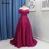 Hot Pink Fuchsia Bling Prom Dresses Dubai Long Off Shoulder Arabic Evening Party Gowns Elegant Gold Sequins Formal Dress