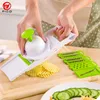 Miljövänlig 7 i 1 Justerbar Mandolin SLICER MULTIFUNCTIONAL Peeler Grater Stainless Steel Blad Vegetabilisk Cutter Matlagningsverktyg ZL59 -1