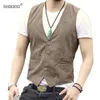 Gilet da uomo Gilet da uomo monopetto Gilet in lino Coon Gilet Gilet Slim Business Giacca Top Homme