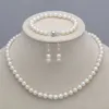 7-8mm Real Natural Freshwater Pearl Necklace Bracelet Earrings Jewelry Set