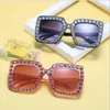 Gafas de sol con diamantes grandes para mujer, anteojos de sol cuadrados de colores, de gran tamaño, estilo Retro, tendencia de cristal, diamantes de imitación, ljje9