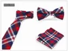 Cotton Neckties مجموعة للرجال رعاة البقر ربطة عناصر القوس ربطة عنق الفراشة Bowknot جيب مربع فحص البوليستر Plaid2888535