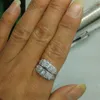 Bijoux fantaisie bijoux Vintage Cz 5A Zircon pierre 10KT or blanc rempli bague de mariage ensemble Sz 5-10 cadeau livraison gratuite