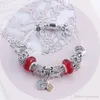 Nuovo braccialetto di fascino stile misto Braccialetti in argento 925 per le donne Bracciale Vintga Perline di cristallo viola Gioielli di moda fai da te per il regalo di natale