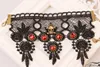 Горячий стиль старинные черные кружева браслет череп с красным кристаллом украшения для Хэллоуина день аксессуары стильный классический элегантность