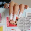 Deep Nude Press на Nails Extra Lange Square Shimmer Flatter Pattern False Nails Lady Took Pink Acrylic Tips