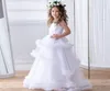結婚式のビーズの幼児のページェントの服の服の新しい到着のフリルの花の女の子のドレス