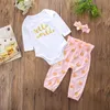 Neugeborenen Baby Mädchen Kleidung Langarm Strampler + Polka Dots Lange Hosen Stirnband 3PCS Kleine Mädchen set Kleinkind Kleidung infant Mädchen Kleidung Set