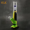 Hookah Pyrex glass Percolator water bong silicone straight bottom 18 inch with glass down stem set water pipe dab rig collapsible