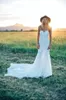 Blygsam en linje bohemian bröllopsklänningar med låg rygg 2017 ny ankomst full spets strand trädgård brudklänningar Vestidos de noiva