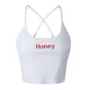 Lato nowe zbiorniki Top Kobiety Honey Haft List Sexy Fitness Crop Top Red Camisole Tank Tops Bez rękawów