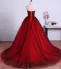 Red and Black Long Prom Dresses for Graduation Tulle Ball Gown Lace Formal Evening Gowns Dresses vestido de festa longo2128486