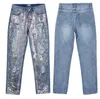 Moda per ragazze Jeans strappati con paillettes Donna Designer Bling Bling Jeans strappati strappati Vita media dritta Azzurro XS-2XL SZ