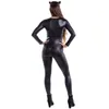 S-XL 새 성인 블랙 Catwoman Catsuit 섹시한 가짜 가죽 Clubwear 젖은 보이는 정면 지퍼 붕대 점프 슈트 할로윈 의상