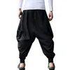 Japansk casual bomullslinne byxa manlig harem byxa män ankel bandade joggare pant kinesisk traditionell klädning273x