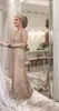 2018 Lyxig mor av bruden klänningar V Neck Långärmad Kristall Beaded Mermaid Lace Applique Plus Storlek Party Evening Wedding Guest Gowns