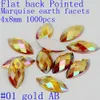 1000 stks 4x8mm acryl paard oog aarde facetten nagels decoratie ab kleuren niet-fix stenen flaqueback heet