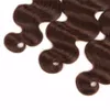 Parte fechamento do laço com pacotes de cabelo castanho cor 4 chocolate médio marrom onda do corpo tece cabelo humano com 44 fechamento superior7082317