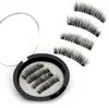 3 magnetische Wimpern 3D handgefertigte falsche Wimpern Nerz wiederverwendbare Magnete dreifache natürliche weiche Haarmagnet-Augenwimpern 4 Stück/Set