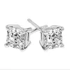 Klassieke Four Claw Infinity Luxe Sieraden 925 Sterling Zilver Princess Cut White Topaz Square CZ Multi Size Edelstenen Vrouwen Stud Earring